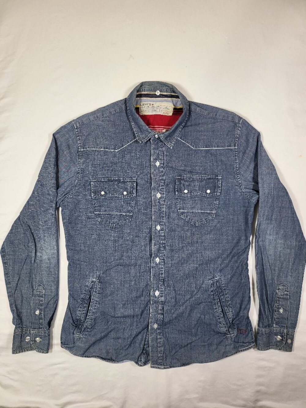 Levi’s Southwestern Blanket Lined Denim Western Shirt Jacket Mens Large